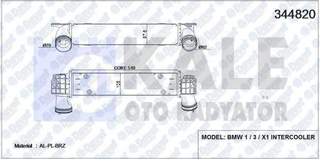 KALE 344820 Turbo Radyatoru (Intercooler) Bmw 1 / 3 / X1 (Al/Pl/Brz)